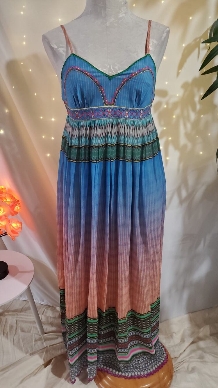 Anthropologie Tanvi Kedia NWOT Sunset District Beaded Maxi Dress Womens Size 2P